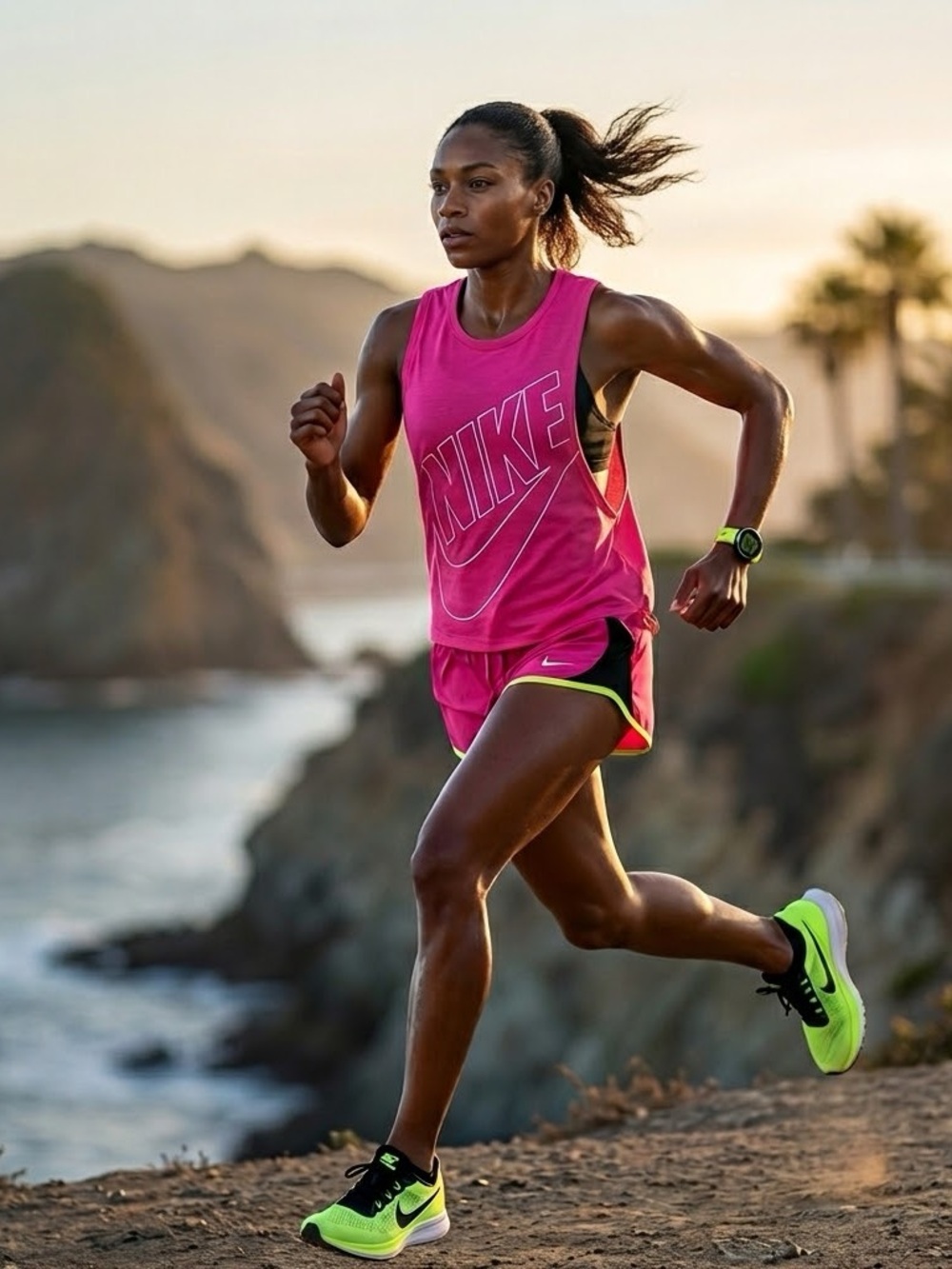 Nike Hot Pink 2-Piece Set: Graphic Muscle Tank & Tempo Running Shorts - XS